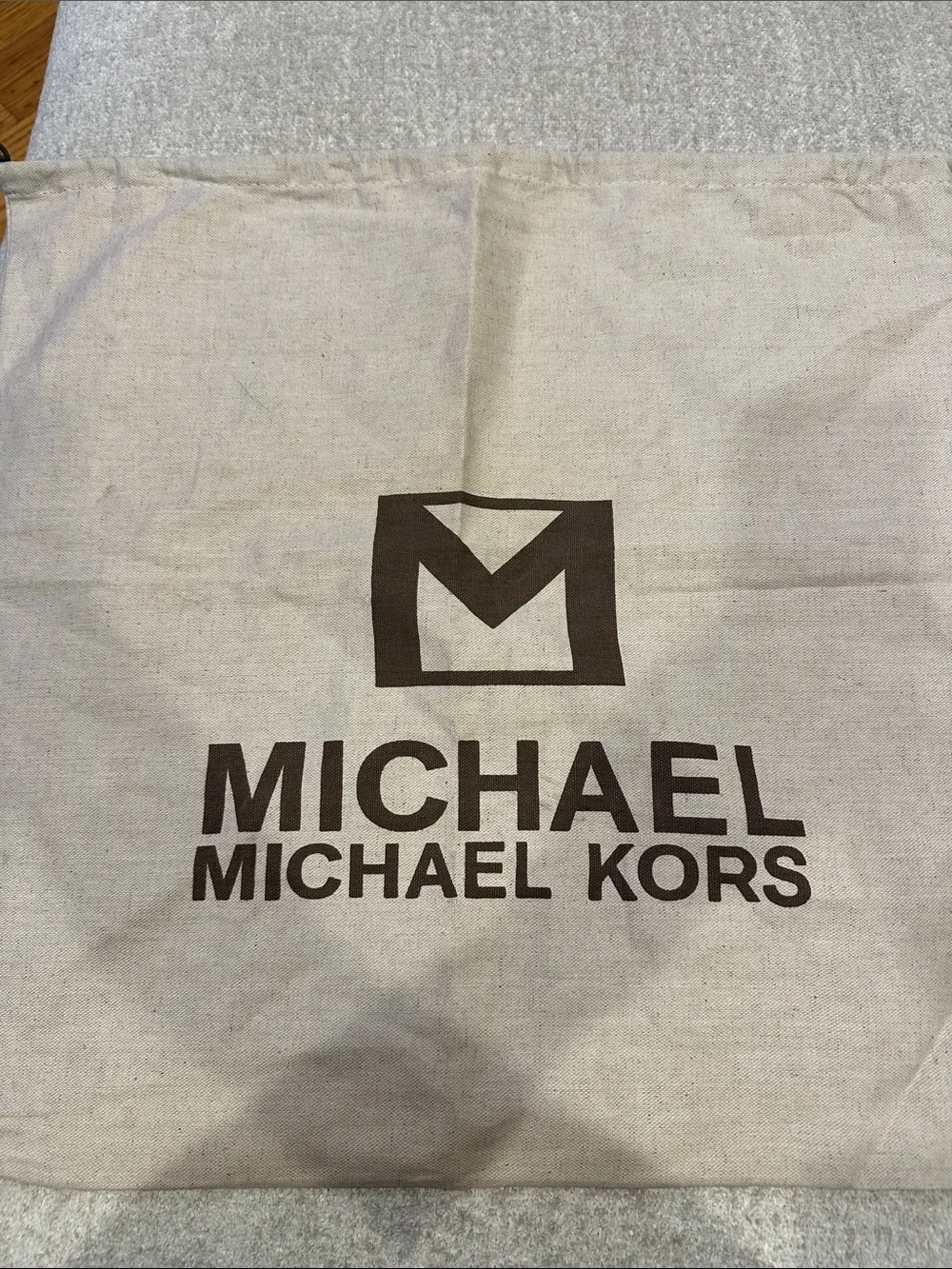 Michael Kors Beige Canvas Dust Bag with Brown Logot 21x22
